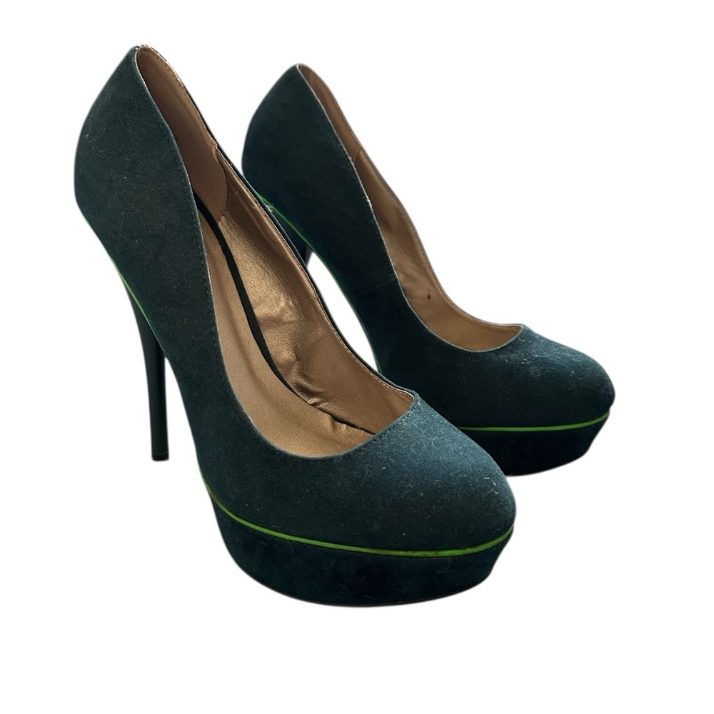 Qupid 6” Elegant Deep Green Platform Heels